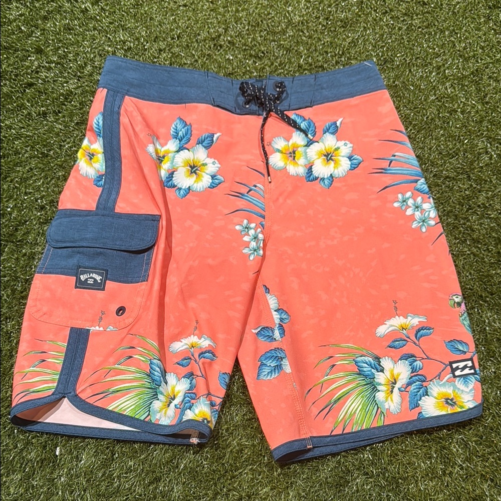 Billabong Orange and Blue Board Shorts Vibrant Swimwear